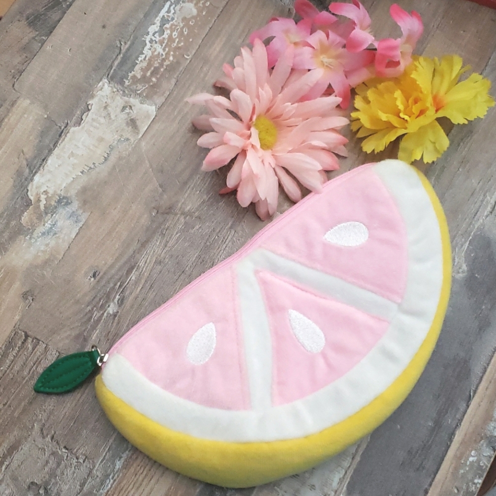 Lemon handbag/clutch  fleece zipper